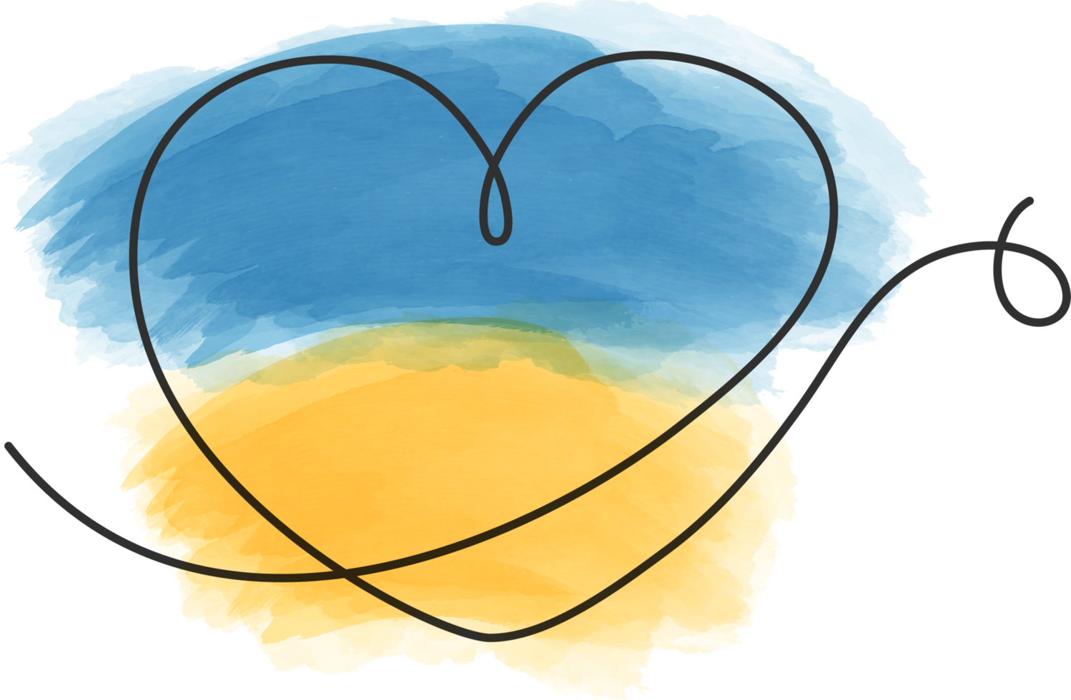 Ukraine flag icon in the shape of heart. Abstract patriotic ukrainian flag with love symbol. Blue and yellow conceptual idea - with Ukraine in his heart png