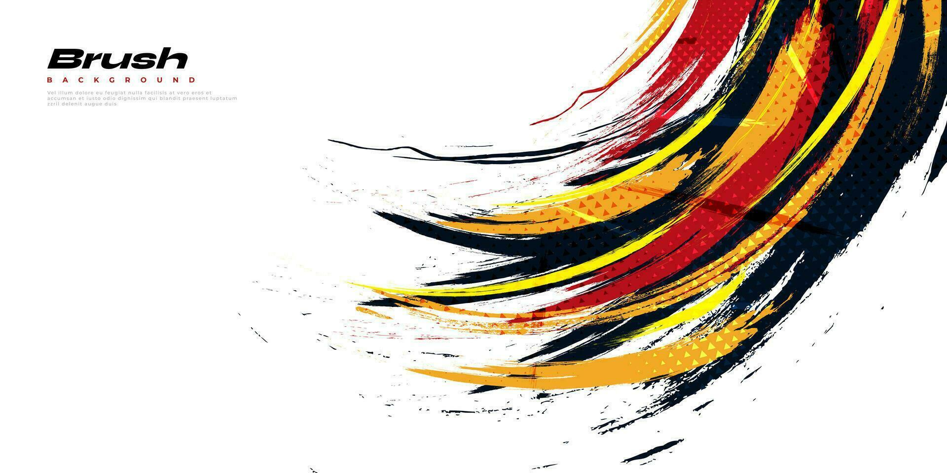 Abstract and Colorful Brush Background with Halftone Effect. Brush Stroke Illustration for Banner, Poster, or Sports Background. Scratch and Texture Elements For Design vector