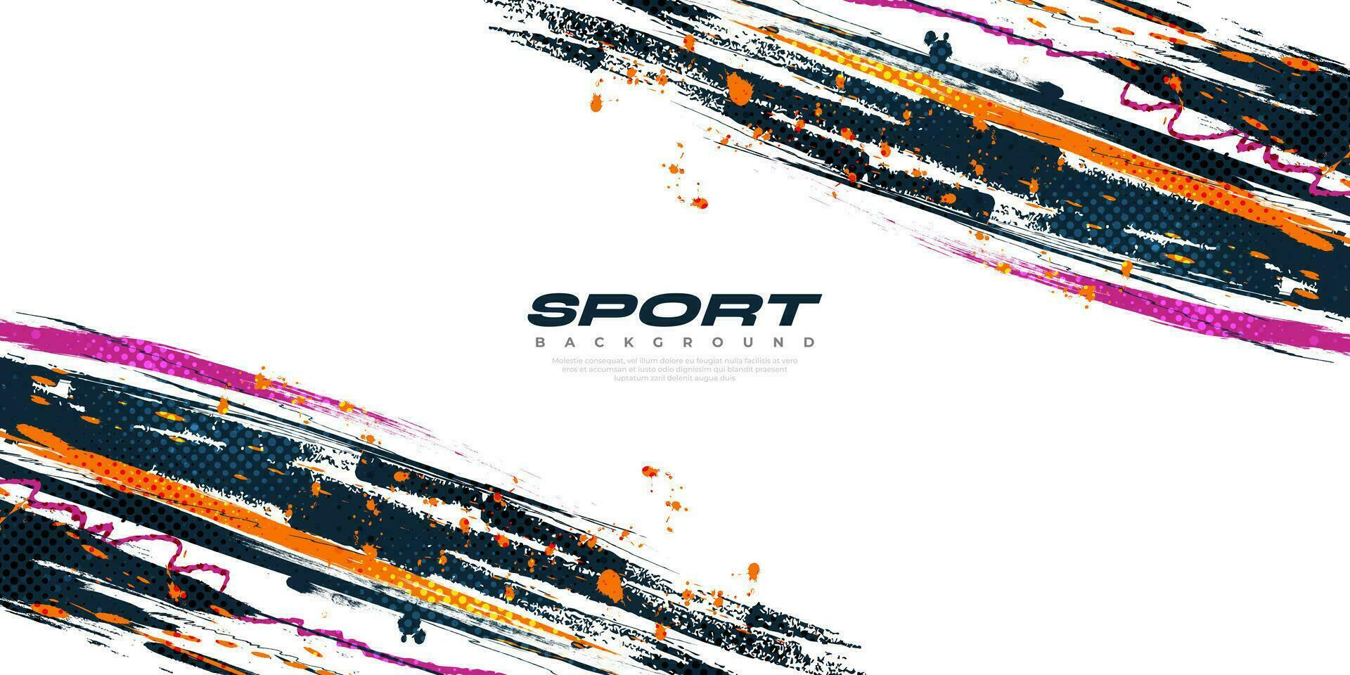 Abstract and Colorful Brush Background with Halftone Effect. Brush Stroke Illustration for Banner, Poster, or Sports Background. Scratch and Texture Elements For Design vector