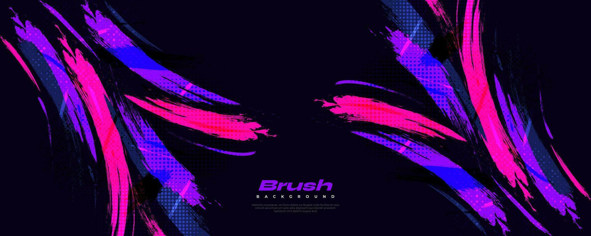 Abstract and Colorful Brush Background with Halftone Effect. Brush Stroke Illustration for Banner, Poster, or Sports Background. Scratch and Texture Elements For Design vector