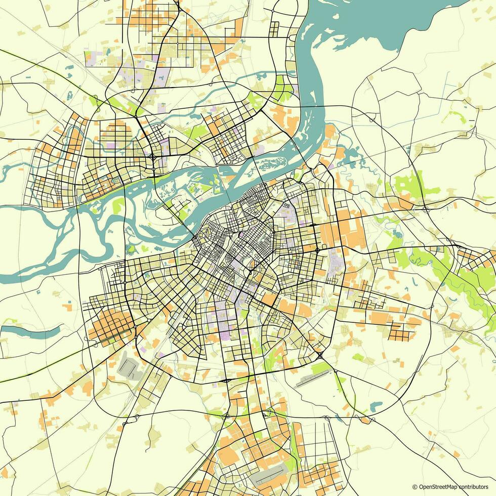 Vector city map of Harbin, Heilongjiang, China