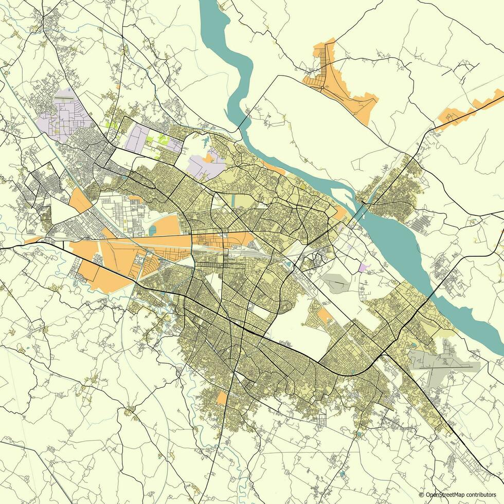 Vector city map of Kanpur Uttar Pradesh, India