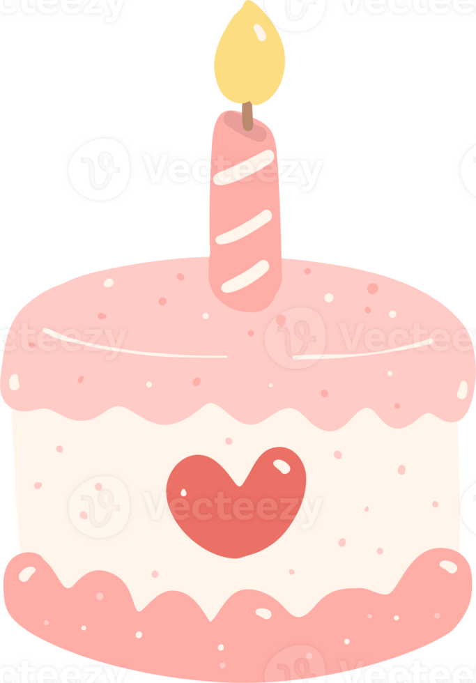 Birthday cake, cute pink sweet flat design illustration png