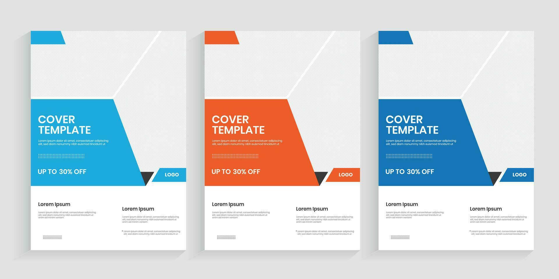 Modern print book publication flier layout with marketing promotional brochure, pamphlet, and annual report design vector