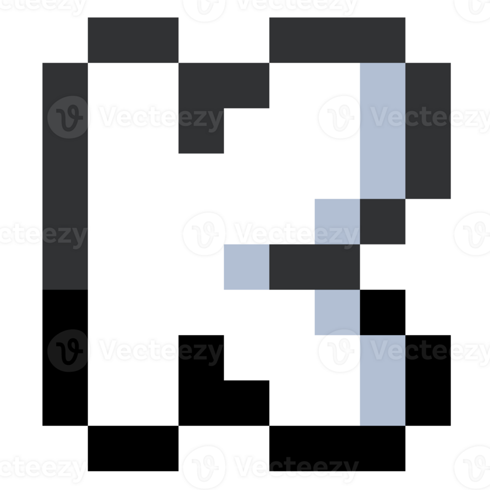 Pixel Letter K With Black Line. png