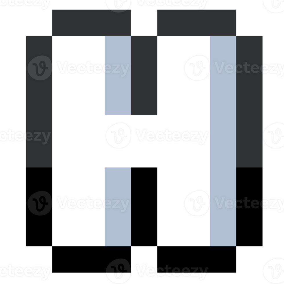 Pixel Letter H With Black Line. png