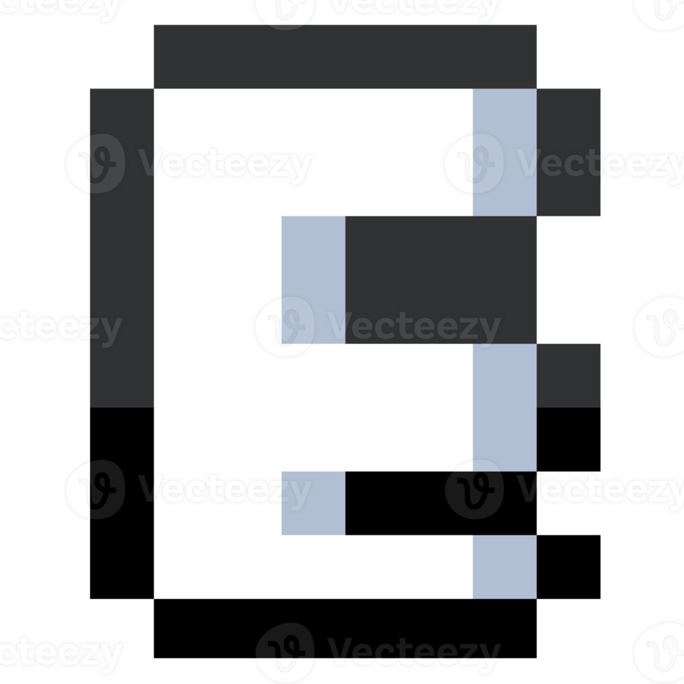 Pixel Letter E With Black Line. png