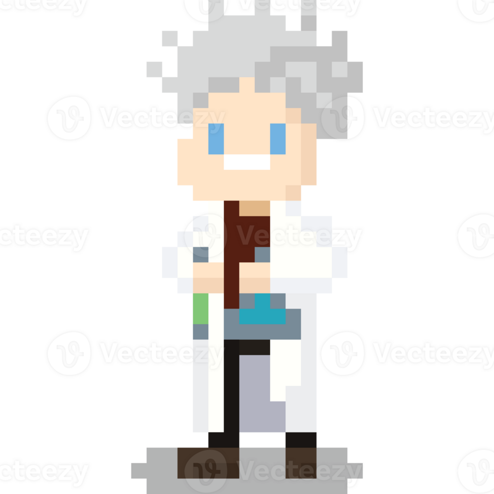 Pixel art scientist character 3 png