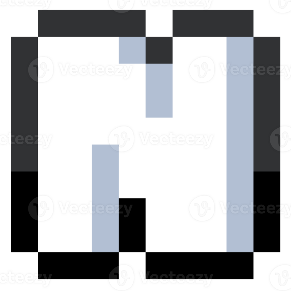 Pixel Letter N With Black Line. png