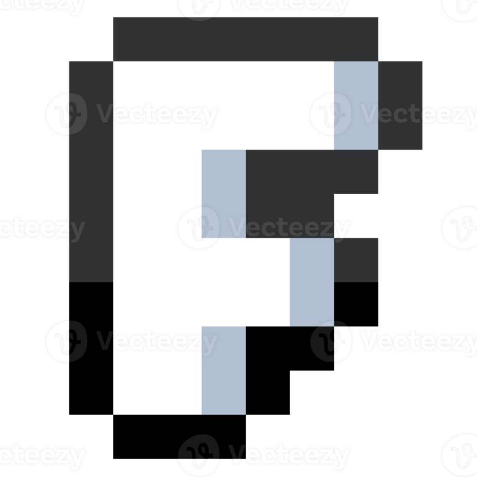Pixel Letter F With Black Line. png