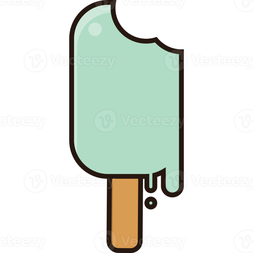 Cartoon cute melting blue mint ice cream icon illustration png