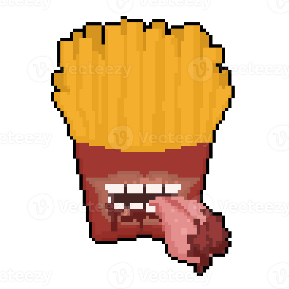 Pixel Cartoon Monster French Fries Illustration. png