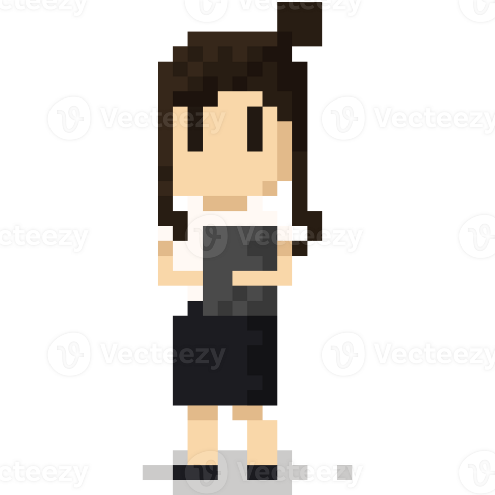 Pixel art cartoon office woman character png