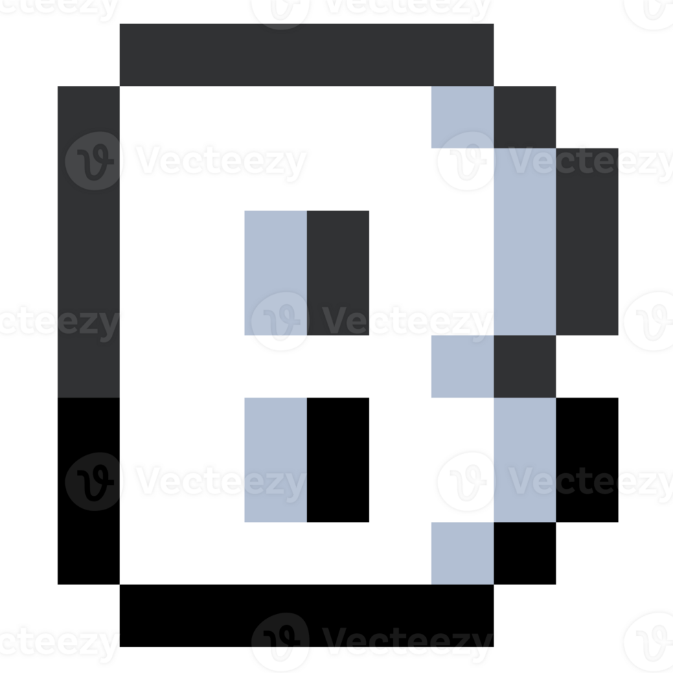 Pixel Letter B With Black Line. png