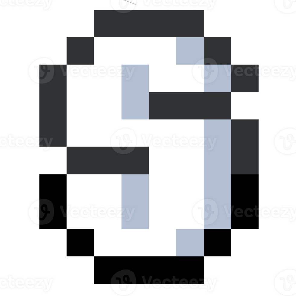 Pixel Letter S With Black Line. png
