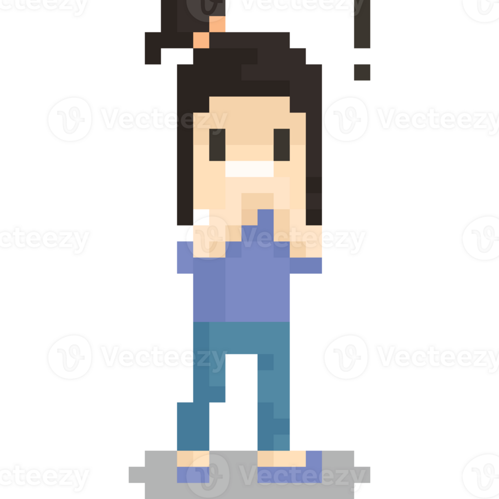 Pixel art shocking woman character 2 png