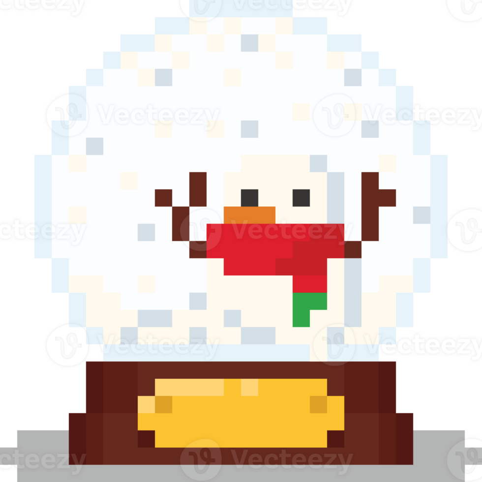 pixel art bonhomme de neige dans le cristal globe png