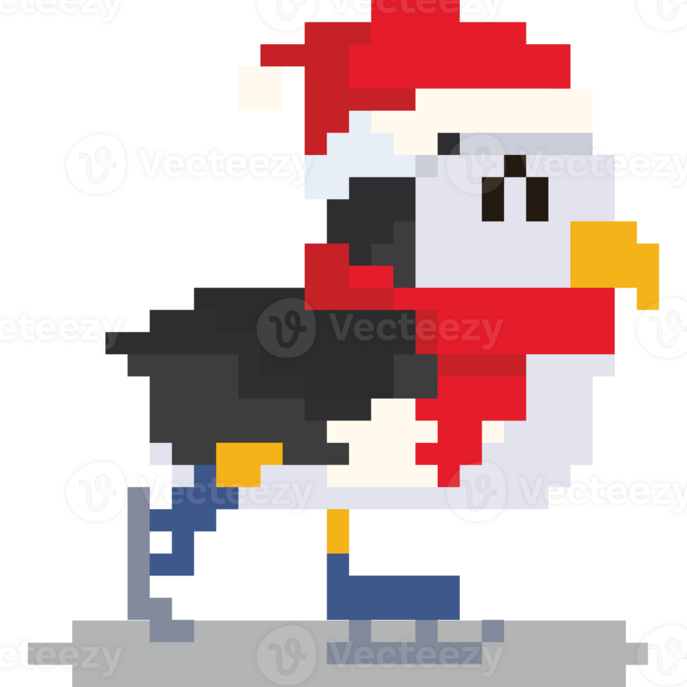 Pixel Kunst Eis Skater Pinguin Charakter png