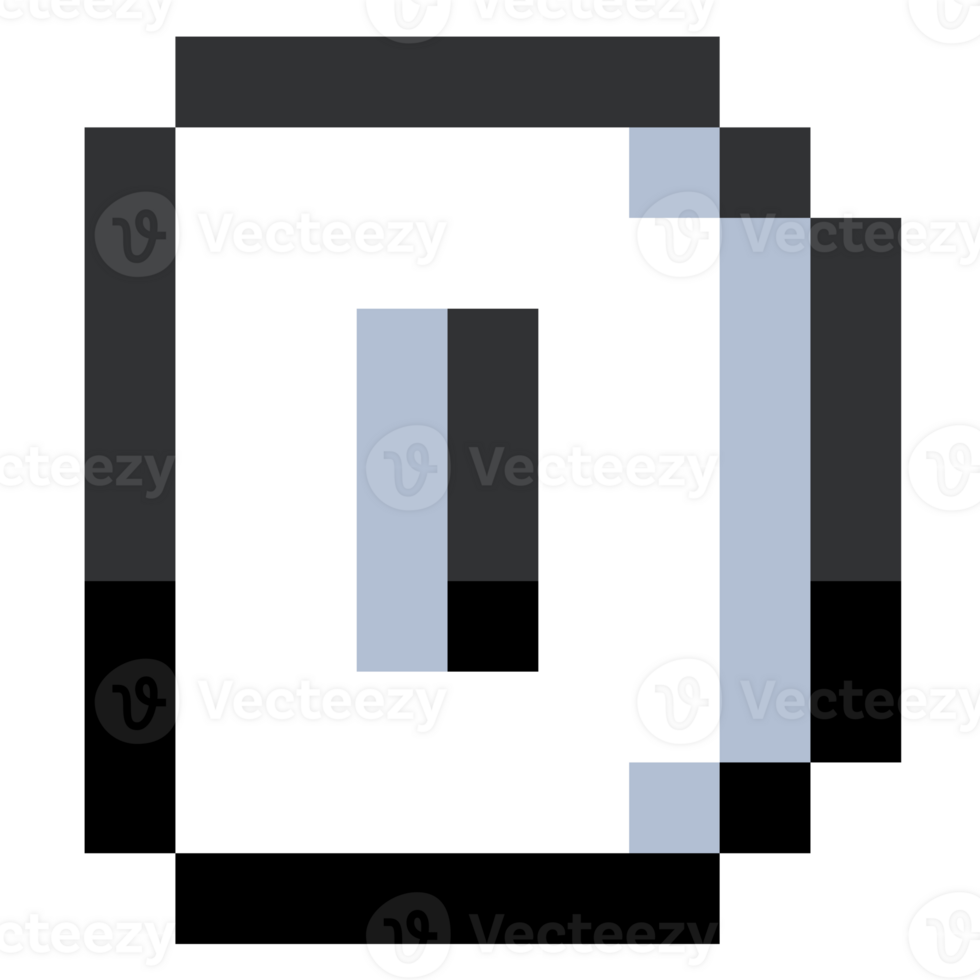 Pixel Letter D With Black Line. png