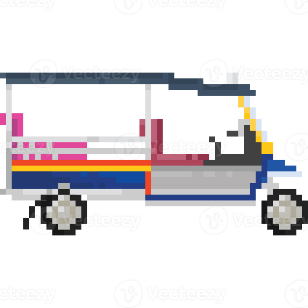 Pixel art tuk tuk rickshawn illustration png