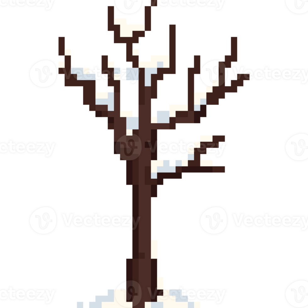Pixel art winter tree 2 png