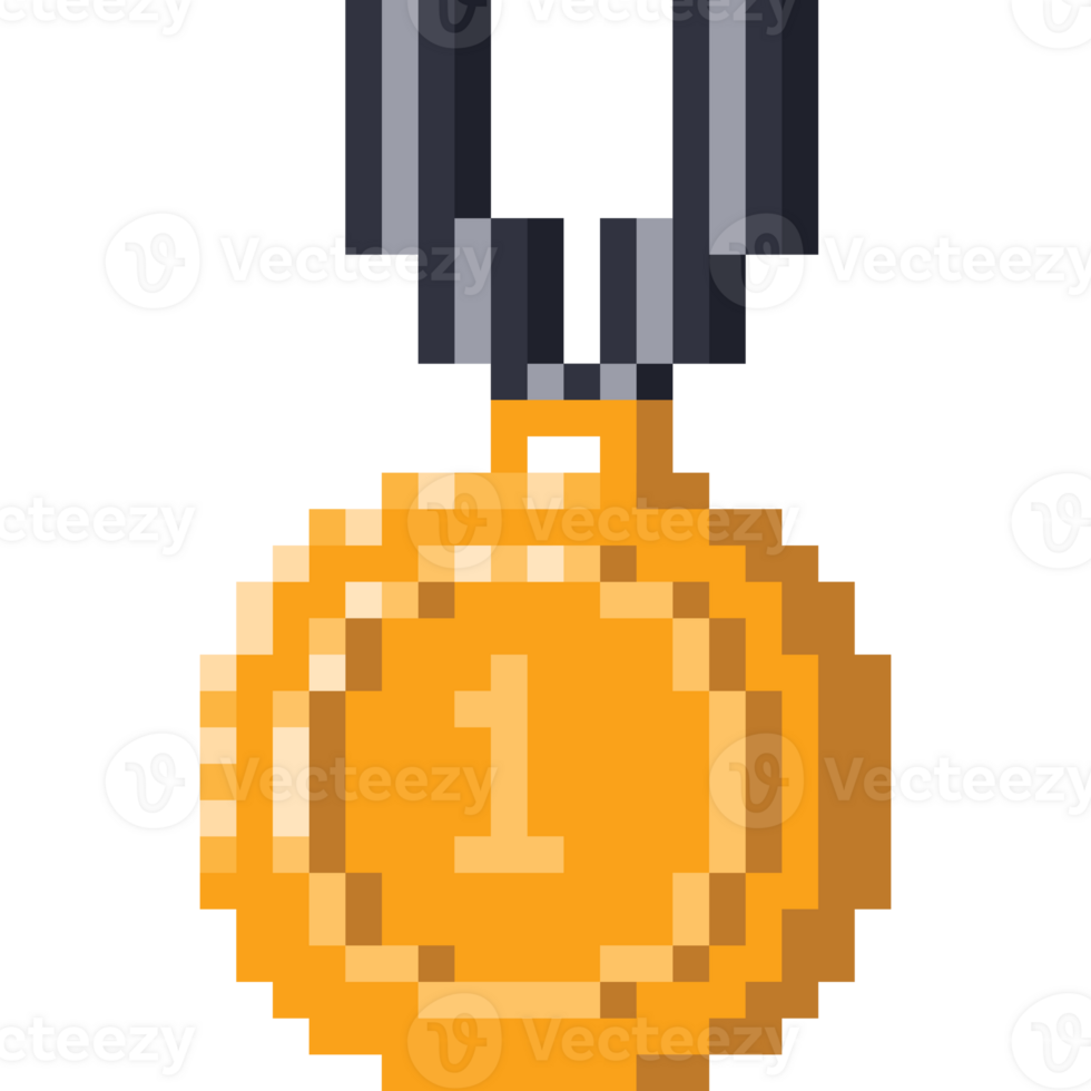Pixel art sport goal medal png