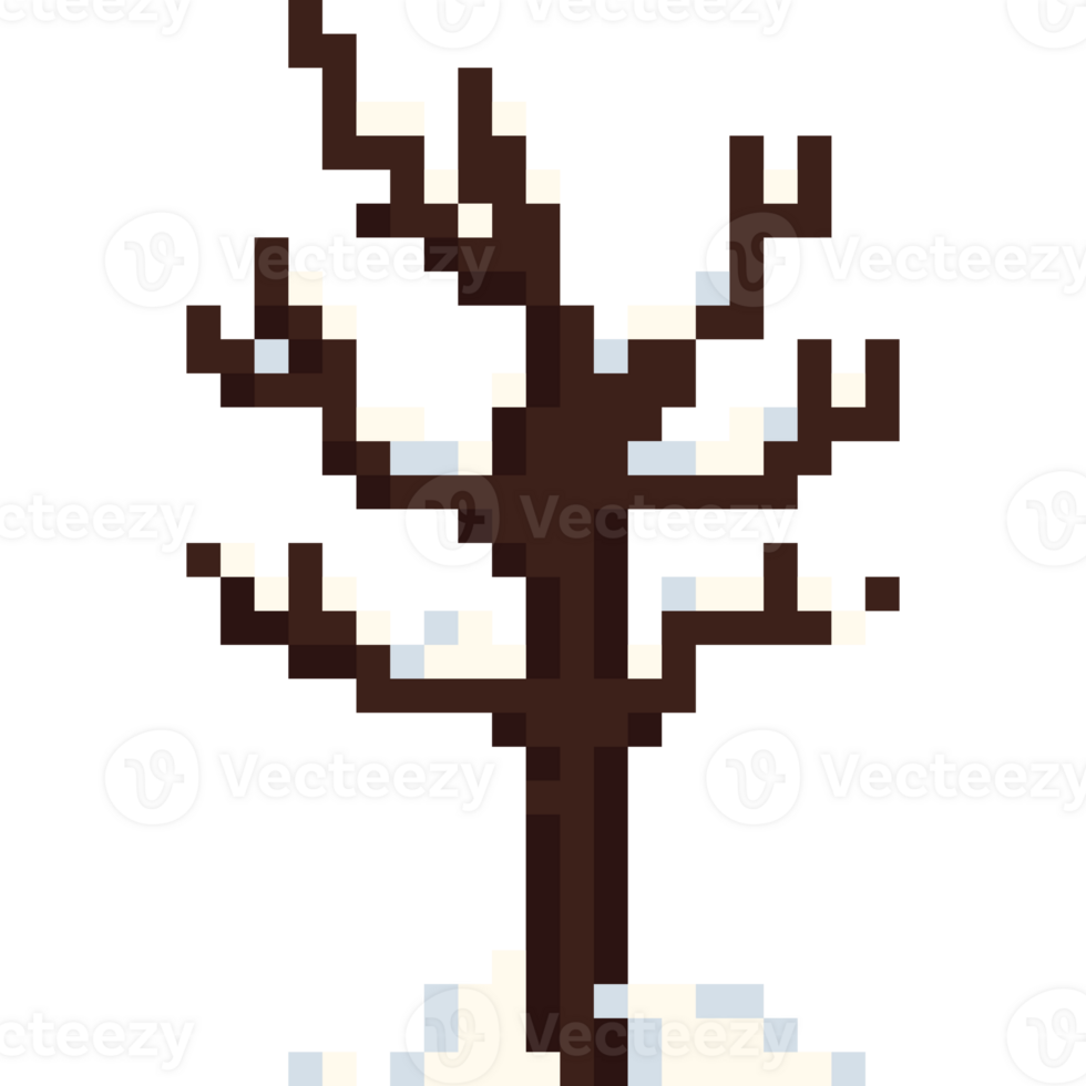 Pixel art winter tree 5 png