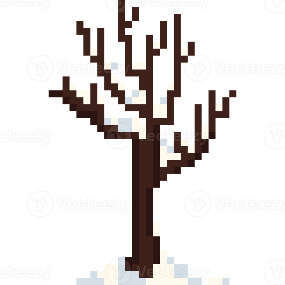 Pixel art winter tree 6 png