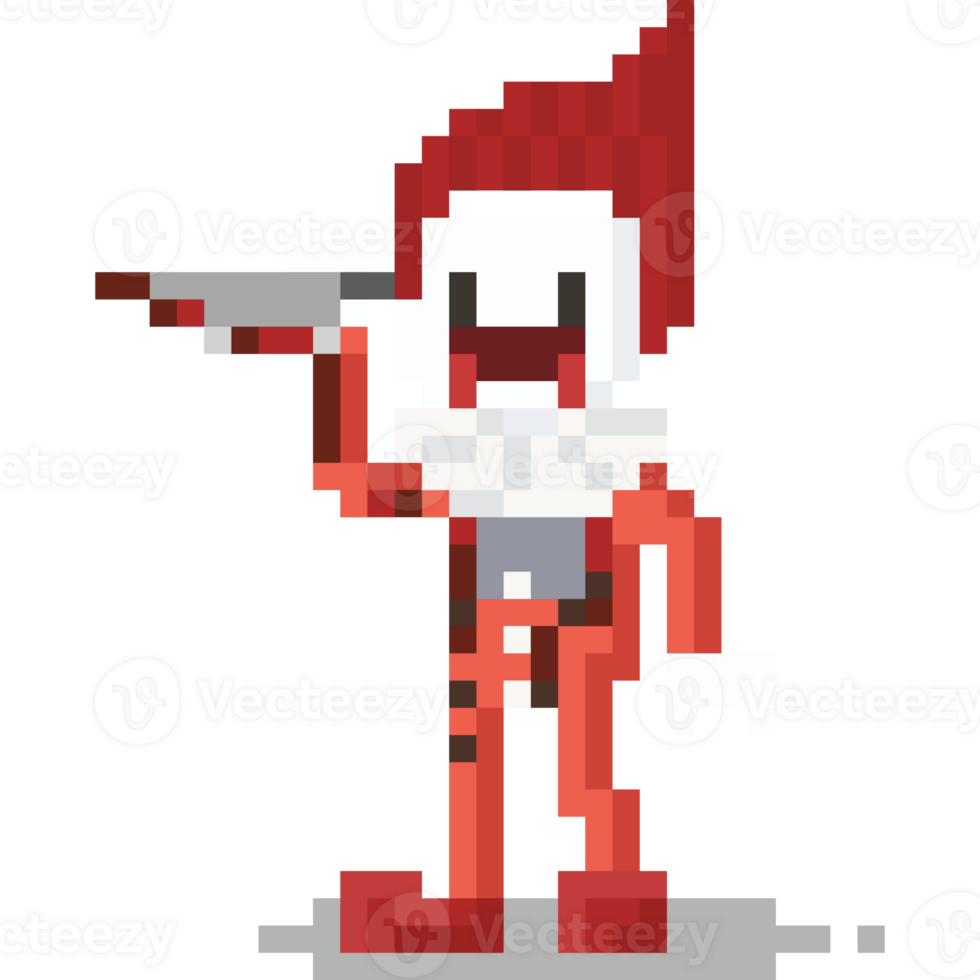 Pixel art spooky clown character png