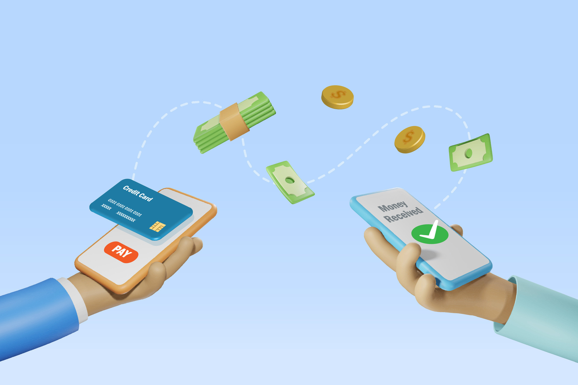 Online banking, money transfer concept. Businessman using smartphone