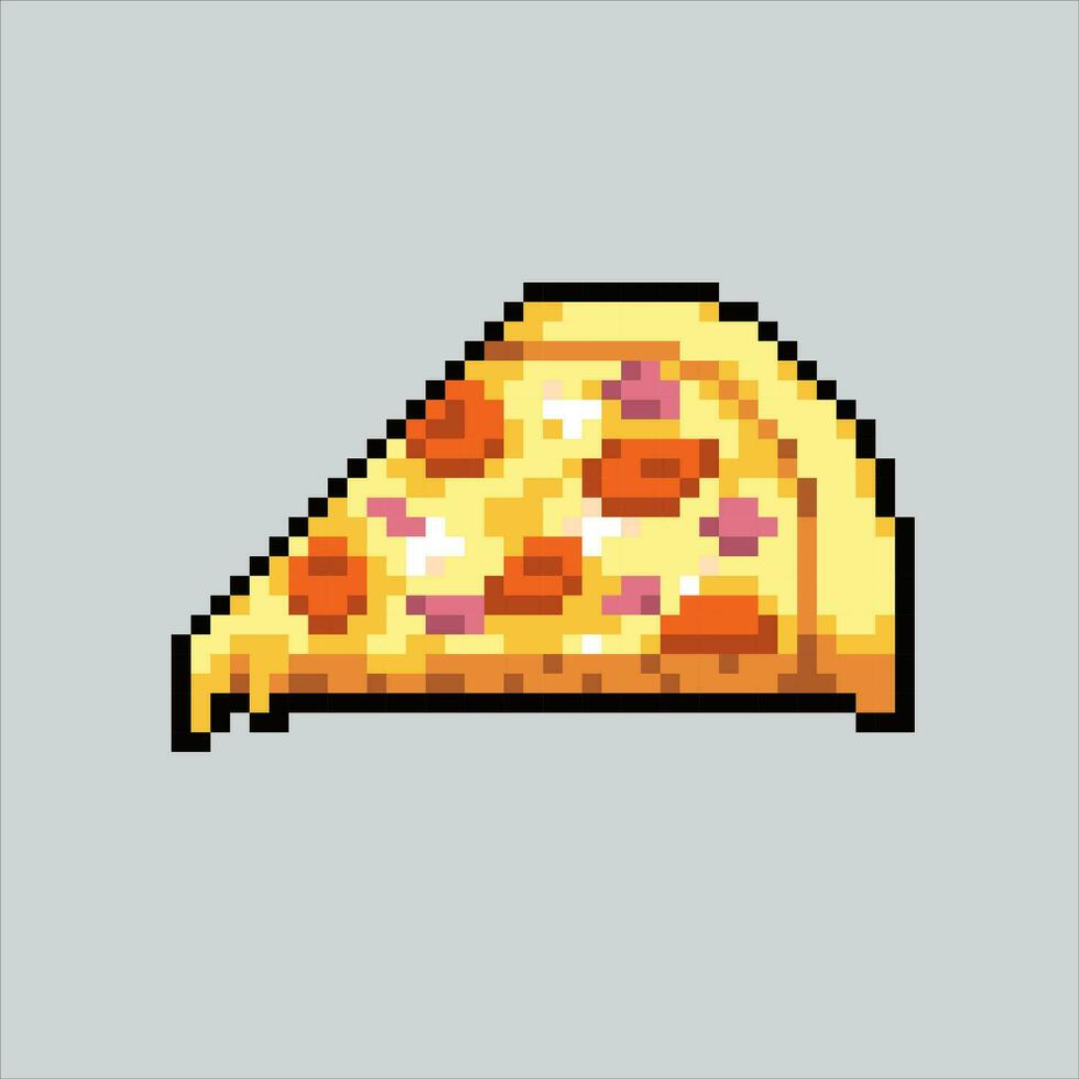 Pixel art illustration Pizza. Pixelated Pizza. Pizza fast food icon pixelated for the pixel art game and icon for website and video game. old school retro. vector