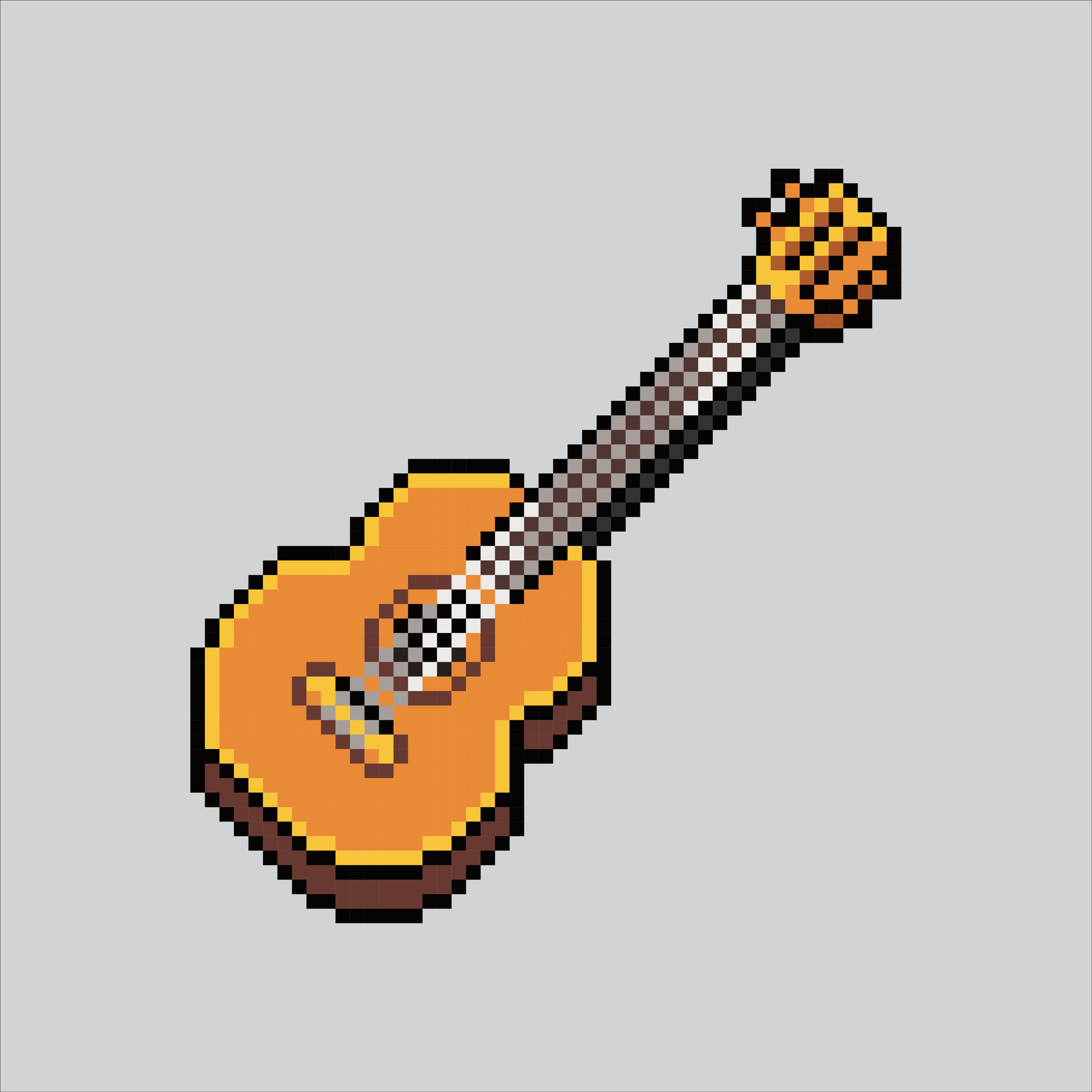 Pixel art illustration Guitar. Pixelated Guitar. Guitar music icon ...