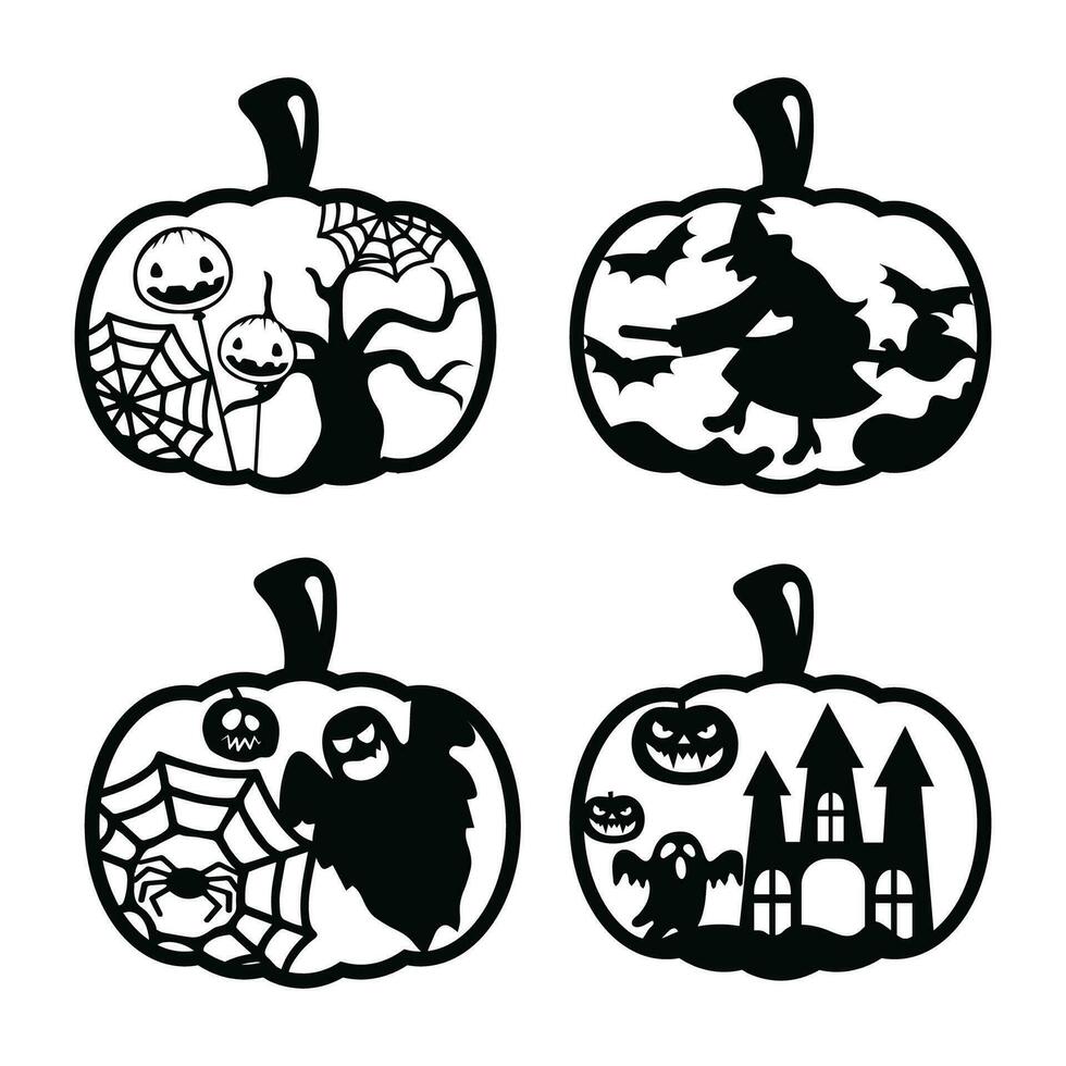 Set of pumpkin halloween cricut files. vector