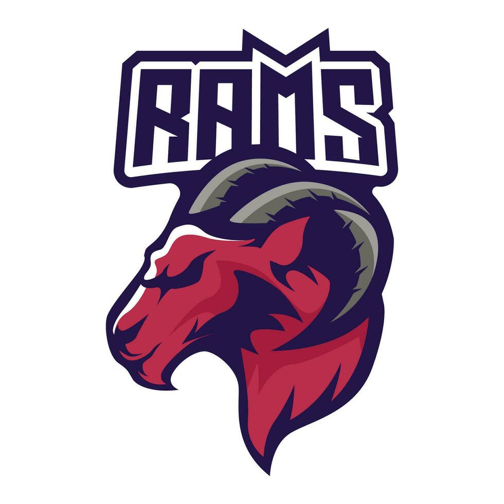 Rams esport logo design template, Goat logo vector illustration