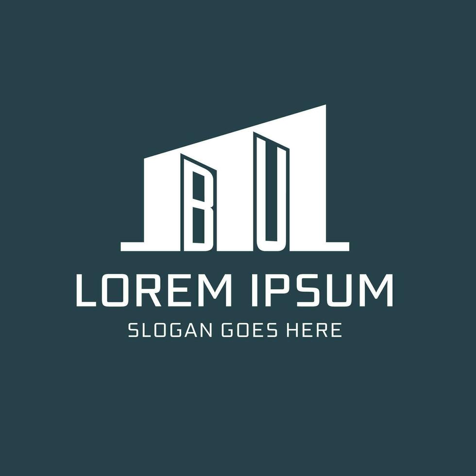Initial BU logo for real estate with simple building icon design ideas vector