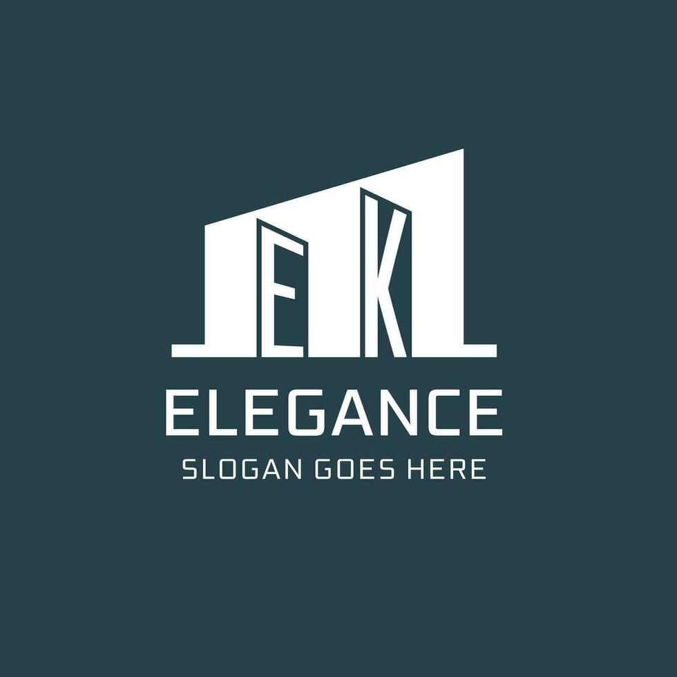 Initial EK logo for real estate with simple building icon design ideas vector