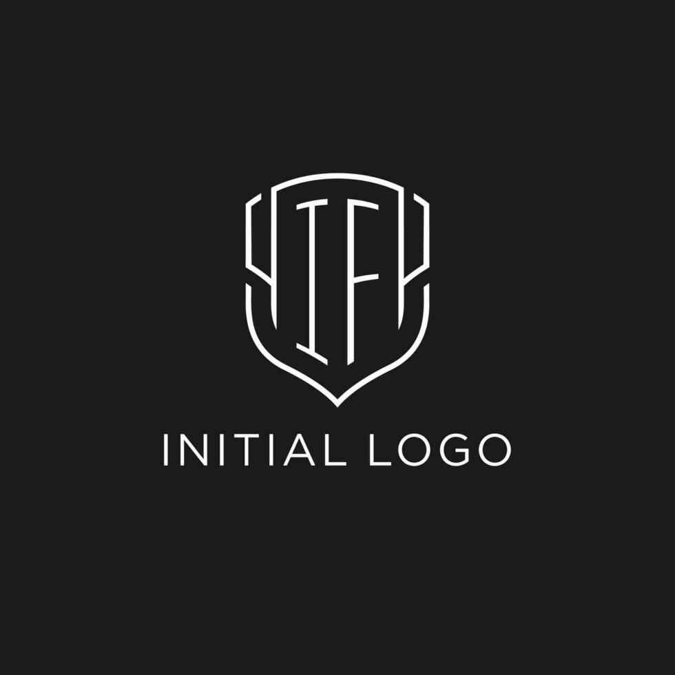Initial IF logo monoline shield icon shape with luxury style vector