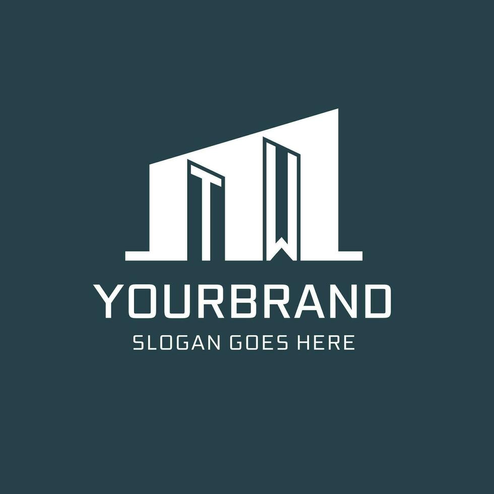 Initial TW logo for real estate with simple building icon design ideas vector