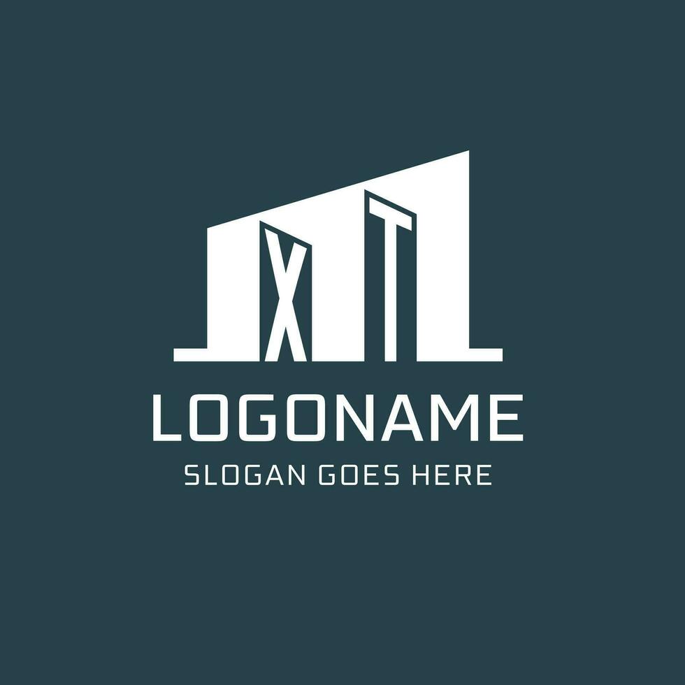 Initial XT logo for real estate with simple building icon design ideas vector