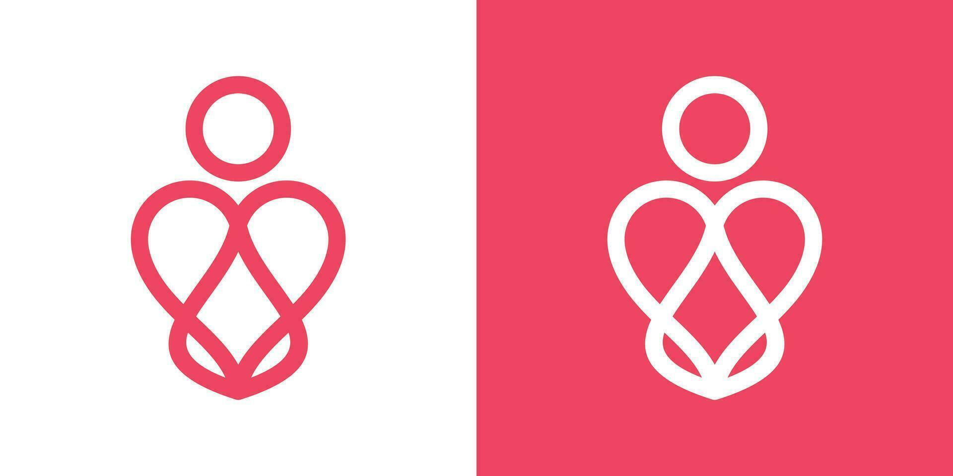 logo design elements of people combined with hearts, inspirational vector icon