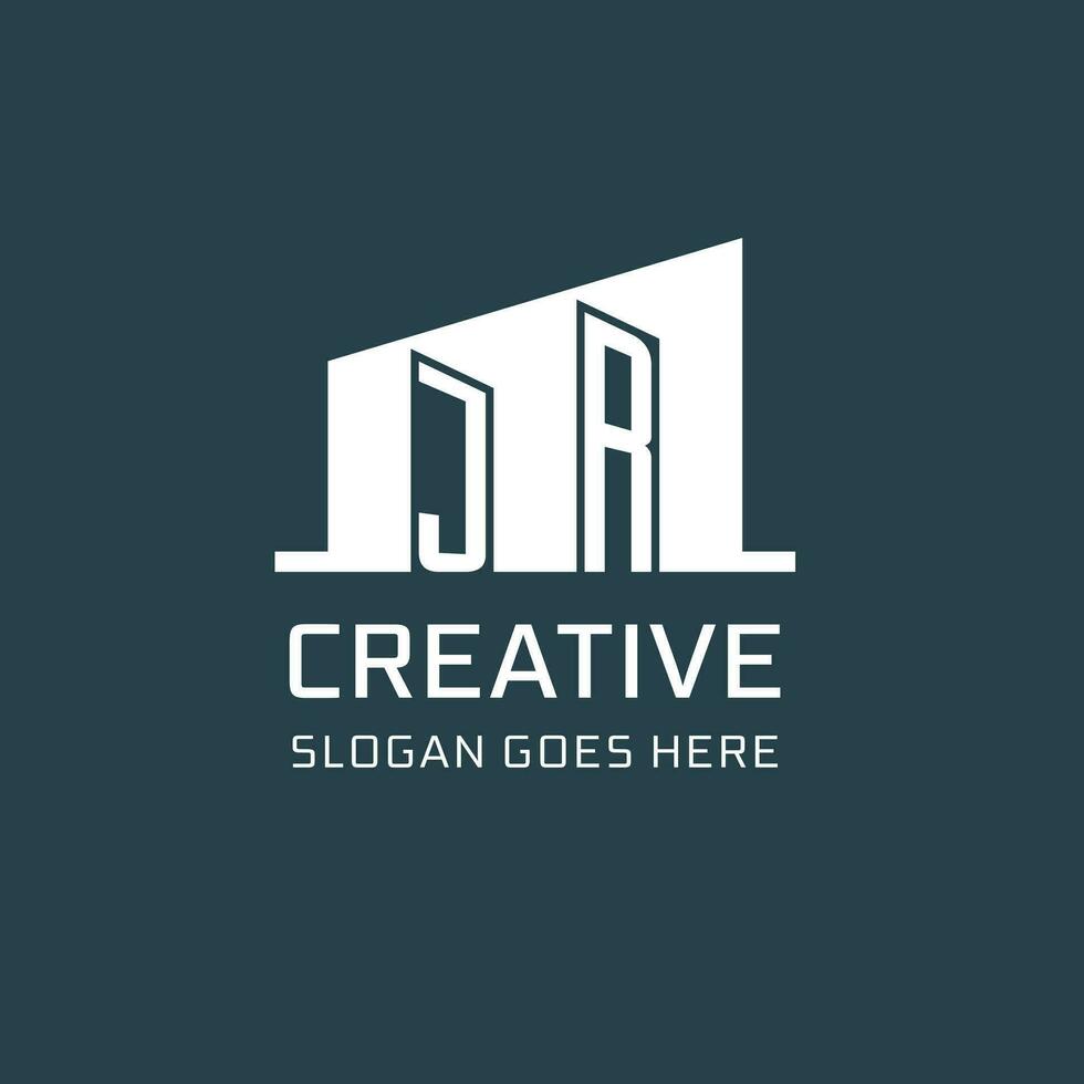 Initial JR logo for real estate with simple building icon design ideas vector