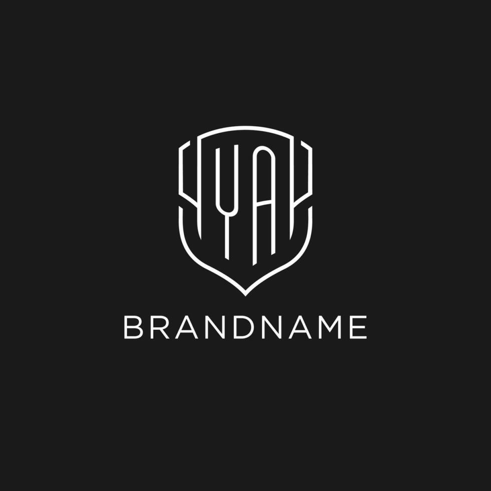 Initial YA logo monoline shield icon shape with luxury style vector