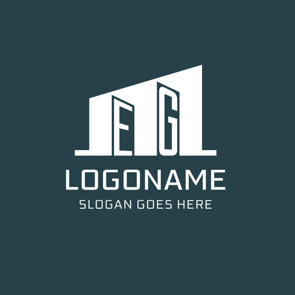 Initial EG logo for real estate with simple building icon design ideas vector