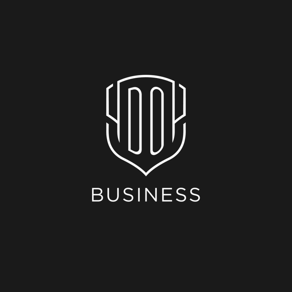 Initial DO logo monoline shield icon shape with luxury style vector