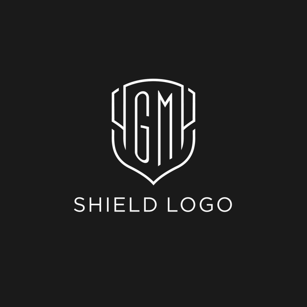 Initial GM logo monoline shield icon shape with luxury style vector