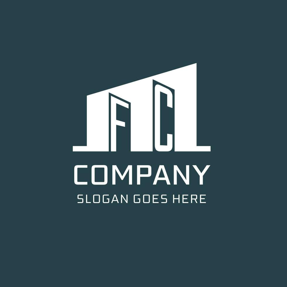 Initial FC logo for real estate with simple building icon design ideas vector