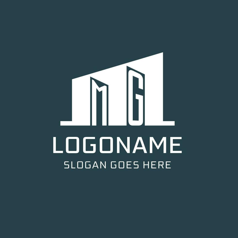 Initial MG logo for real estate with simple building icon design ideas vector