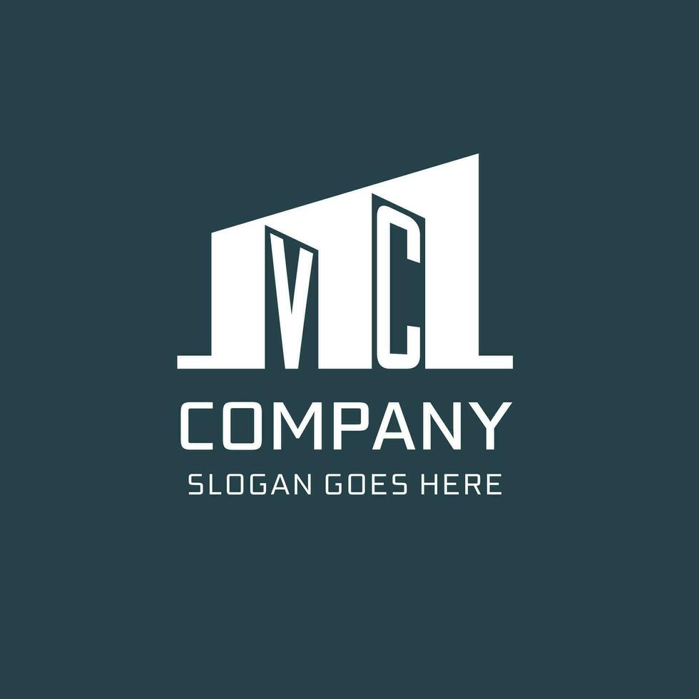 Initial VC logo for real estate with simple building icon design ideas vector