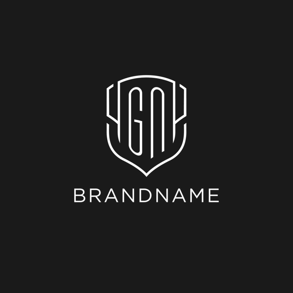 Initial GN logo monoline shield icon shape with luxury style vector