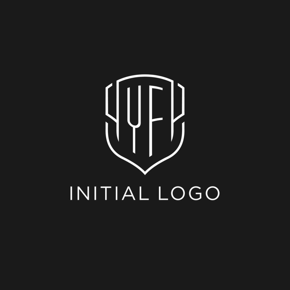 Initial YF logo monoline shield icon shape with luxury style vector